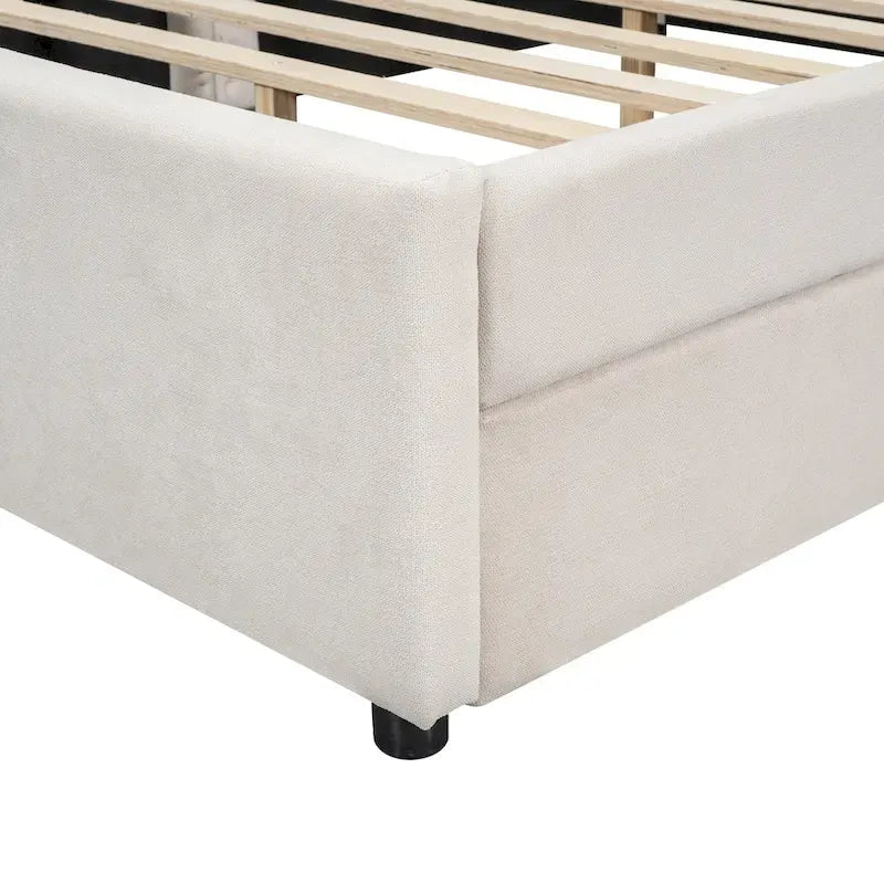 Full Size Upholstered Platform Bed with USB and 2 Drawers