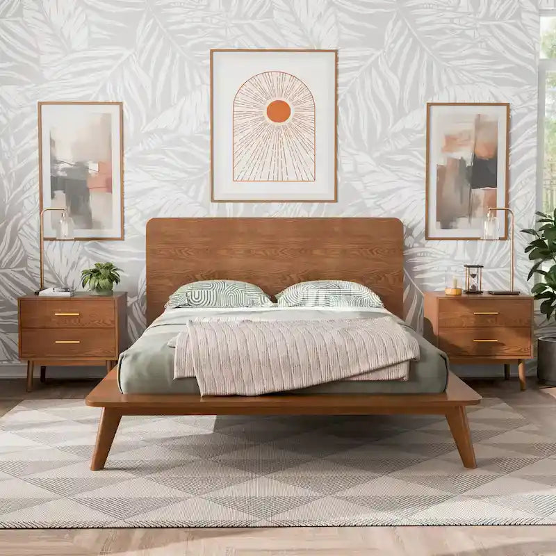 Furniture of America Beau Midcentury Low Profile Wood Platform Bed