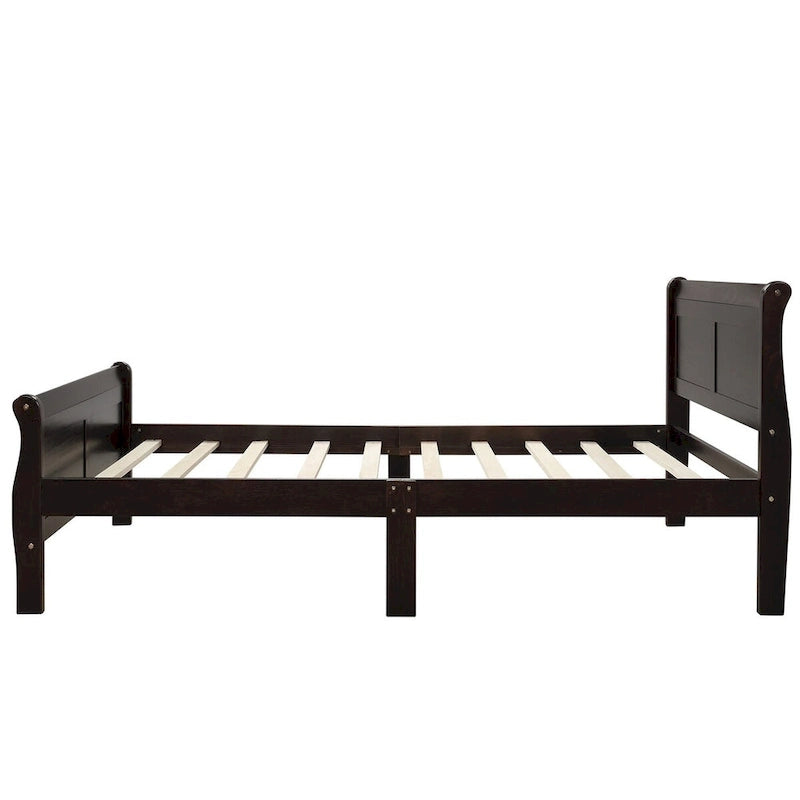 Twin/Full/Queen Wood Frame Sleigh Bed with Footboard