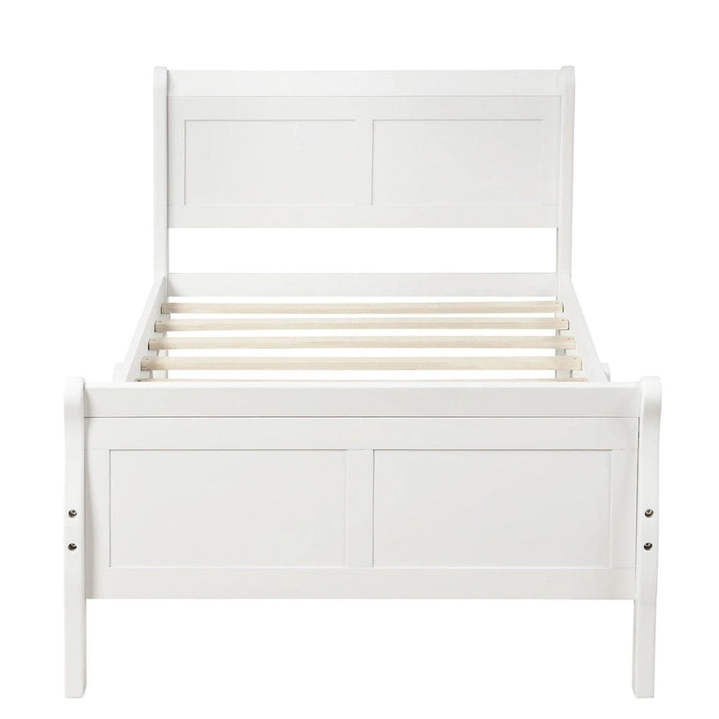 Twin/Full/Queen Wood Frame Sleigh Bed with Footboard