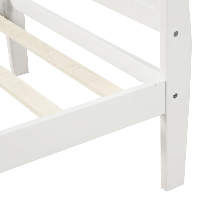 Twin/Full/Queen Wood Frame Sleigh Bed with Footboard
