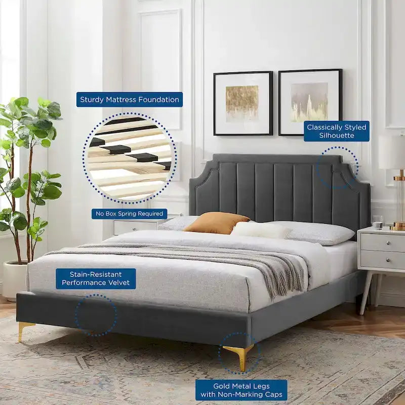 Sienna Performance Velvet Queen Platform Bed