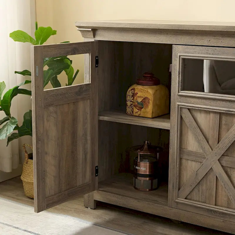 53 Farmhouse 3-Doors Cabinet Buffet Sideboard Cabinet - N/A