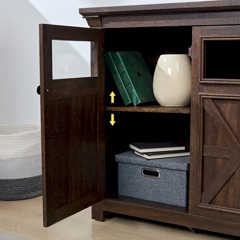 53 Farmhouse 3-Doors Cabinet Buffet Sideboard Cabinet - N/A