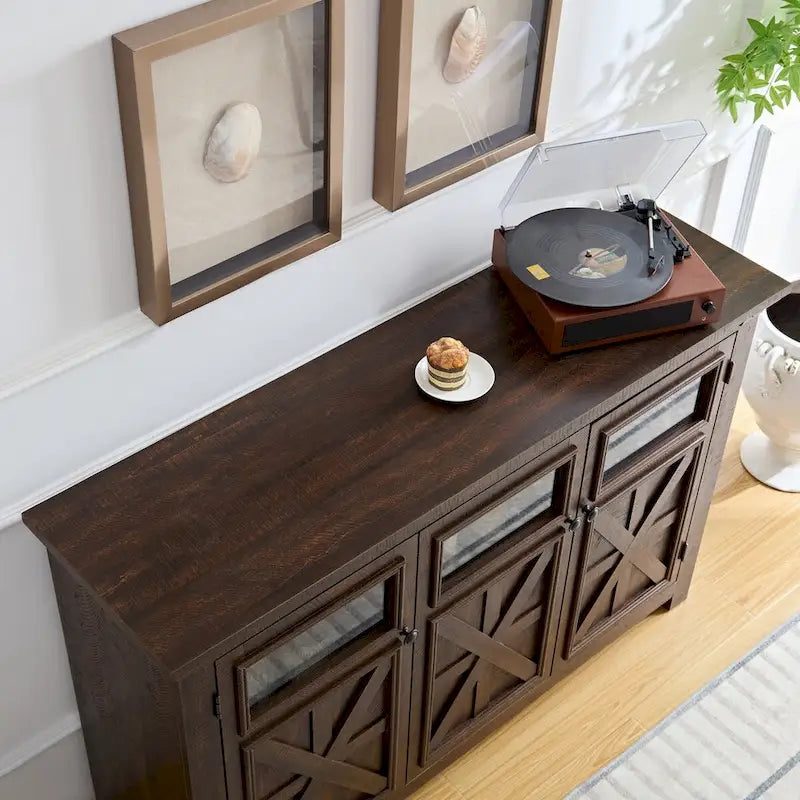53 Farmhouse 3-Doors Cabinet Buffet Sideboard Cabinet - N/A