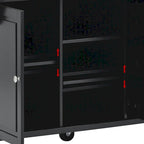 Kitchen Cart with Storage and 5 Drawers,Spice Rack,Towel Holder ,Rubber Wood Desktop Rolling Mobile Kitchen Island