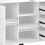 Kitchen Cart with Storage and 5 Drawers,Spice Rack,Towel Holder ,Rubber Wood Desktop Rolling Mobile Kitchen Island