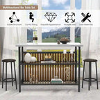 Mieres Kitchen Island with 2 Stools and Open Shelves