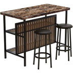 Mieres Kitchen Island with 2 Stools and Open Shelves