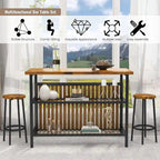 Mieres Kitchen Island with 2 Stools and Open Shelves