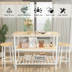 Mieres Kitchen Island with 2 Stools and Open Shelves