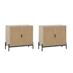 Andrew Bohemian Entryway Storage Cabinet or Kitchen Sideboard Credenza, TV Stand or Rattan Accent Cabinet with Metal Legs