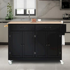 Kitchen Island Cart with Solid Wood Top