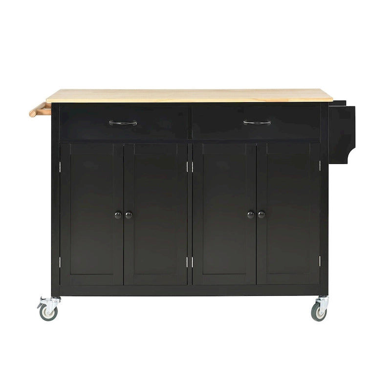 Kitchen Island Cart with Solid Wood Top