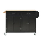 Kitchen Island Cart with Solid Wood Top