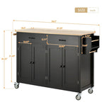 Kitchen Island Cart with Solid Wood Top