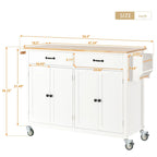 Kitchen Island Cart with Solid Wood Top