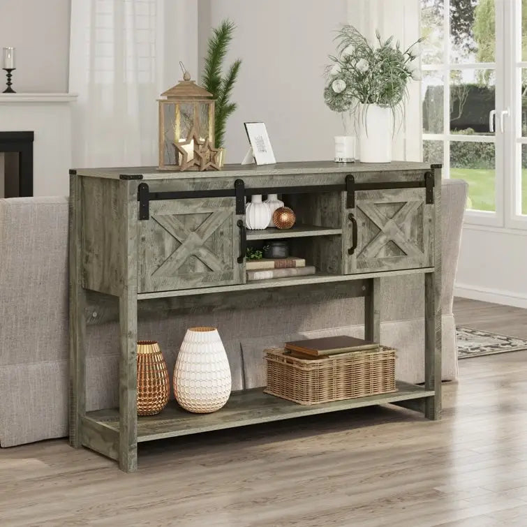 46 Console Table with Sliding Barn Door