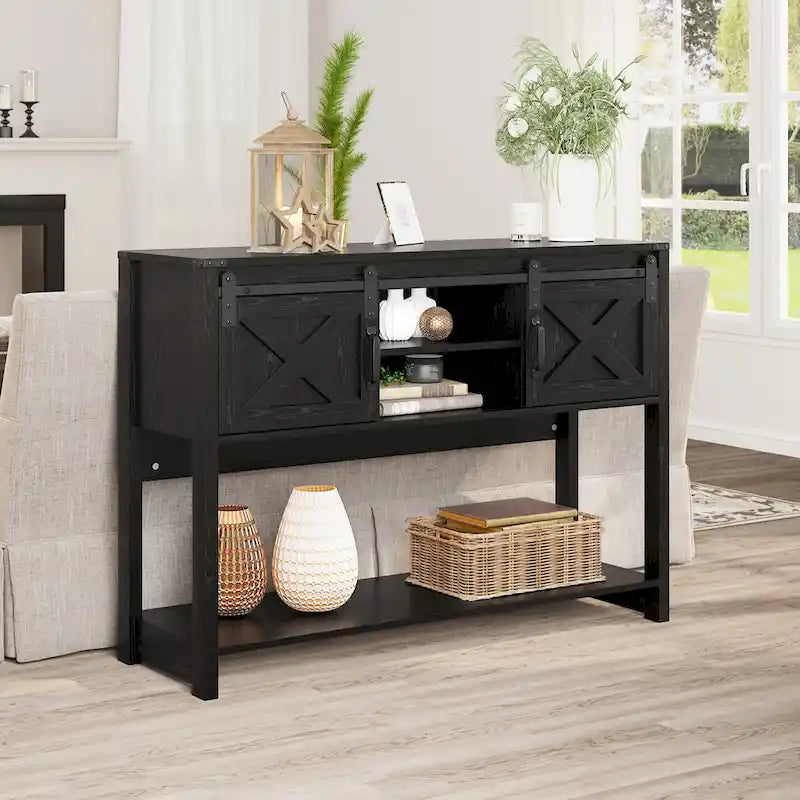 46 Console Table with Sliding Barn Door