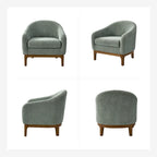 Augus Modern Boucle Accent Barrel Chair with Solid Wood Legs by HULALA HOME