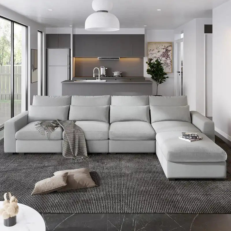 Modern Large L-Shape Sectional Convertible Sofa Couch with Reversible Chaise