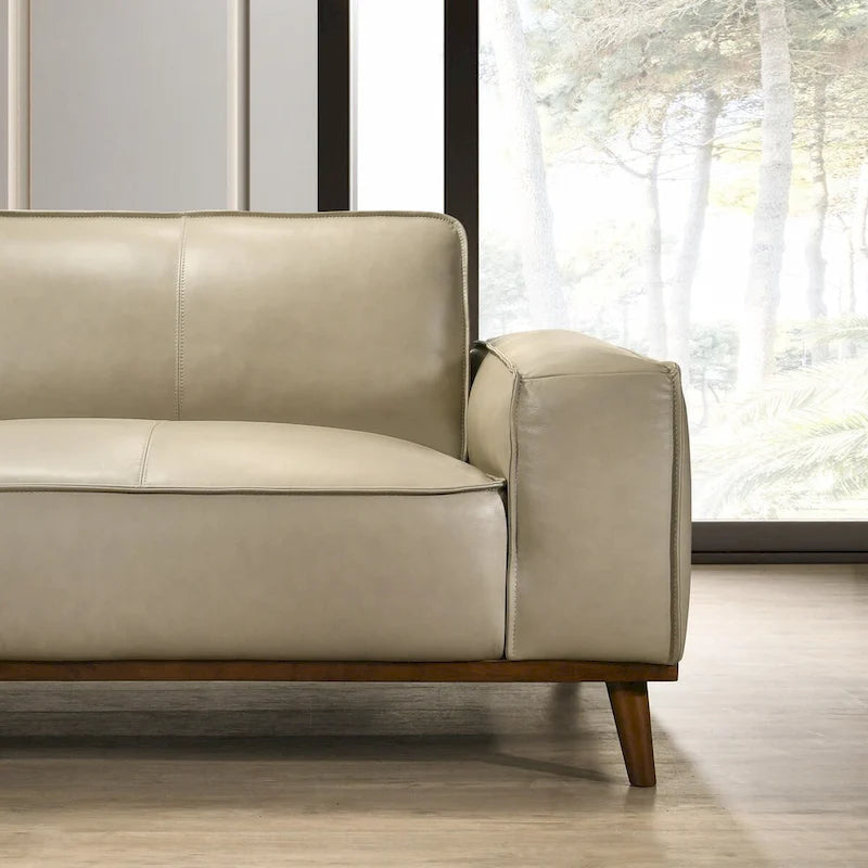 Dayton Mid-Century Modern Genuine Leather Sectional Sofa