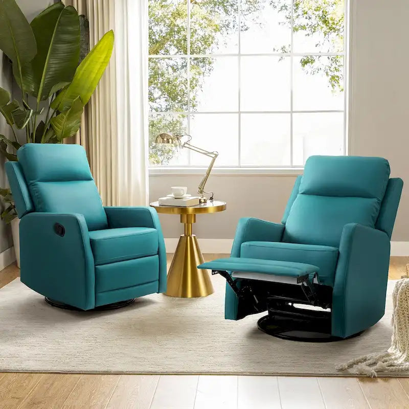 Esteban Swivel Recliner with Tufted Back Set of 2 by HULALA HOME