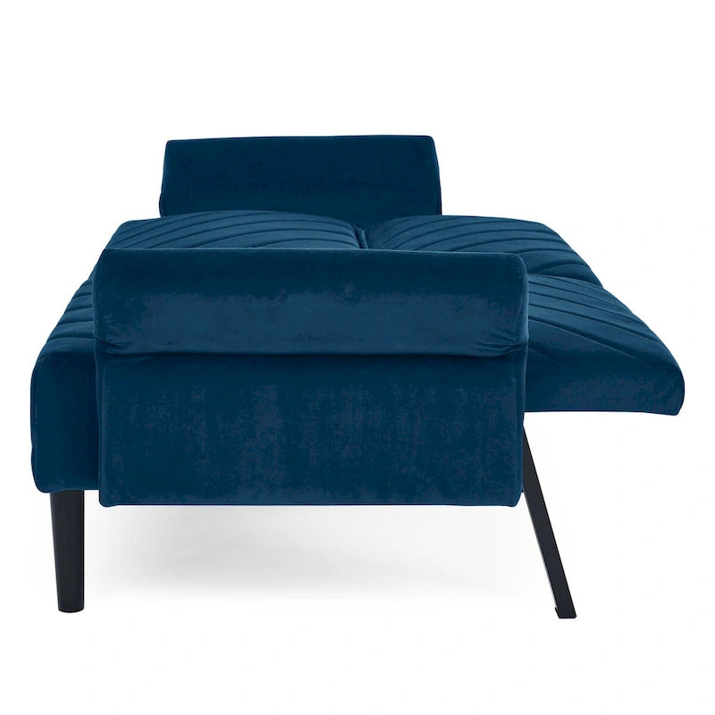 87 Velvet Convertible Folding Sofa Bed with Adjustable Armrests