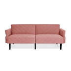 87 Velvet Convertible Folding Sofa Bed with Adjustable Armrests
