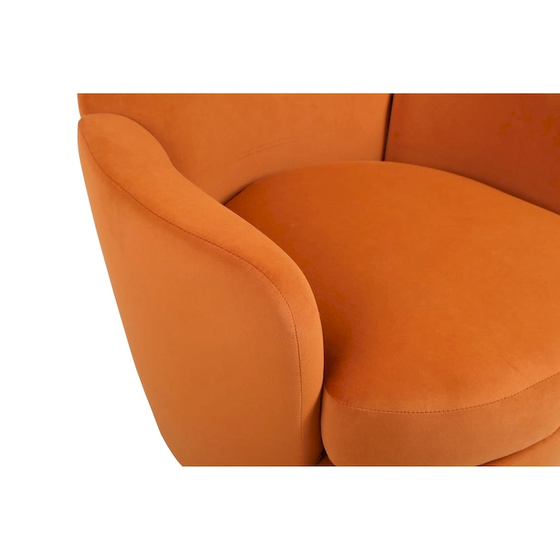 Velvet Swivel Barrel Chair, Swivel Accent Chairs Armchair, Reading Chairs, Round Barrel Chairs with Gold Stainless Steel Base