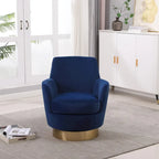 Velvet Swivel Barrel Chair, Swivel Accent Chairs Armchair, Reading Chairs, Round Barrel Chairs with Gold Stainless Steel Base