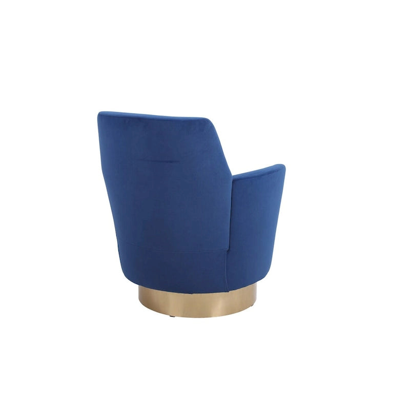 Velvet Swivel Barrel Chair, Swivel Accent Chairs Armchair, Reading Chairs, Round Barrel Chairs with Gold Stainless Steel Base
