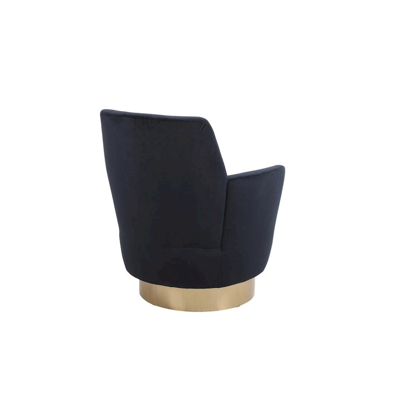 Velvet Swivel Barrel Chair, Swivel Accent Chairs Armchair, Reading Chairs, Round Barrel Chairs with Gold Stainless Steel Base