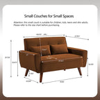 48.82 Small Tufted Loveseat Sofa 2 Set with Tapered Wood Legs