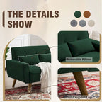 48.82 Small Tufted Loveseat Sofa 2 Set with Tapered Wood Legs