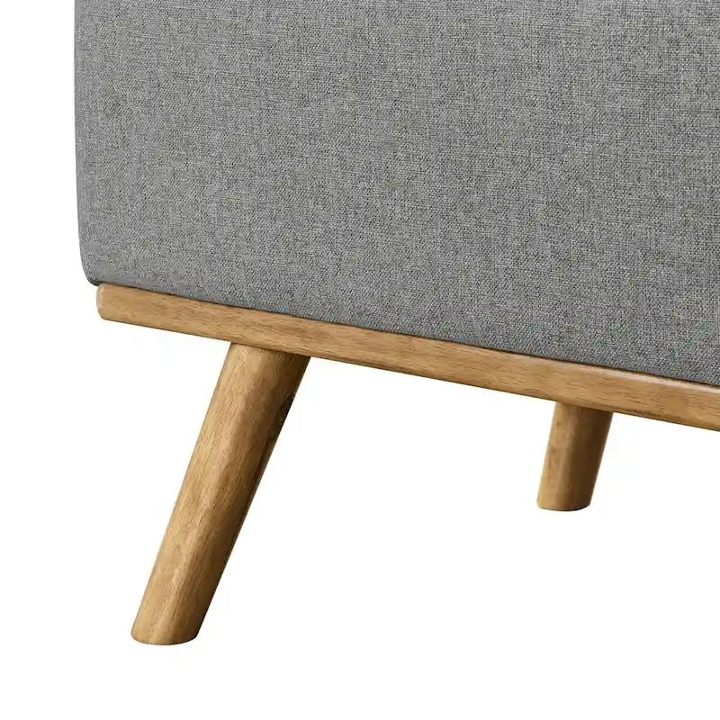 Mid-Century Modern Upholstered Storage Ottoman Button Tufted Fabric Storage Bench with Linen Seat