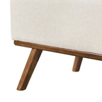 Mid-Century Modern Upholstered Storage Ottoman Button Tufted Fabric Storage Bench with Linen Seat