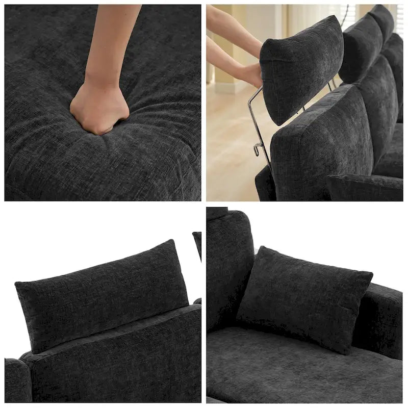89 Chenille Sectional Sofa Couch With Extra Wide Chaise For Livingroom