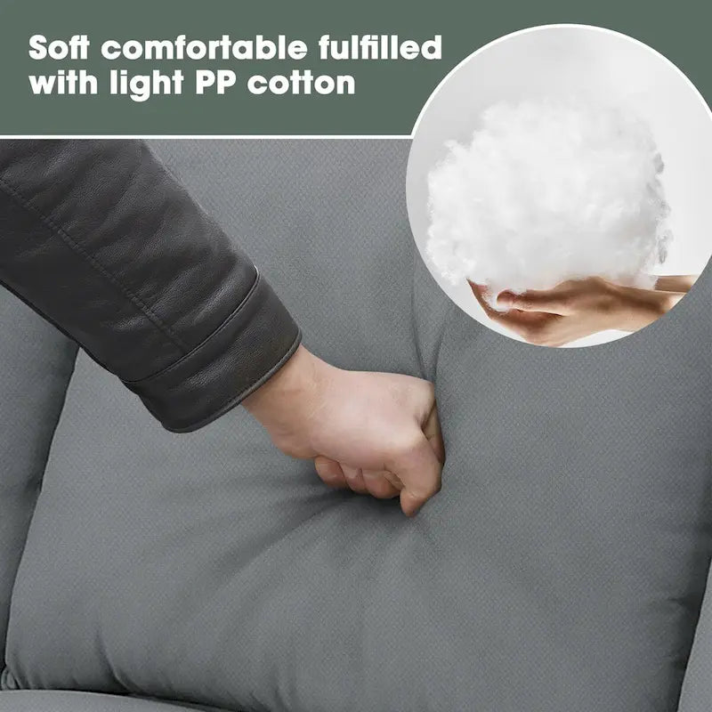 112-inch L-shaped 7-seat Modular Sectional Sofa with Ottoman and Three Pillows - 112W x 87D x 33H