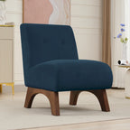 Corduroy Aremless Accent Chair with Solid Wood Legs & Padded Seat