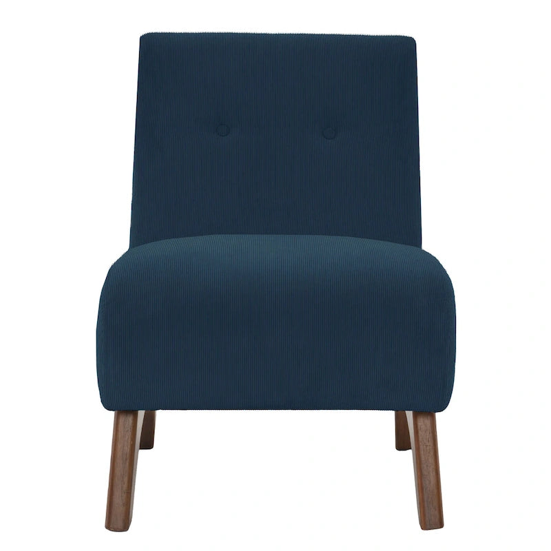 Corduroy Aremless Accent Chair with Solid Wood Legs & Padded Seat