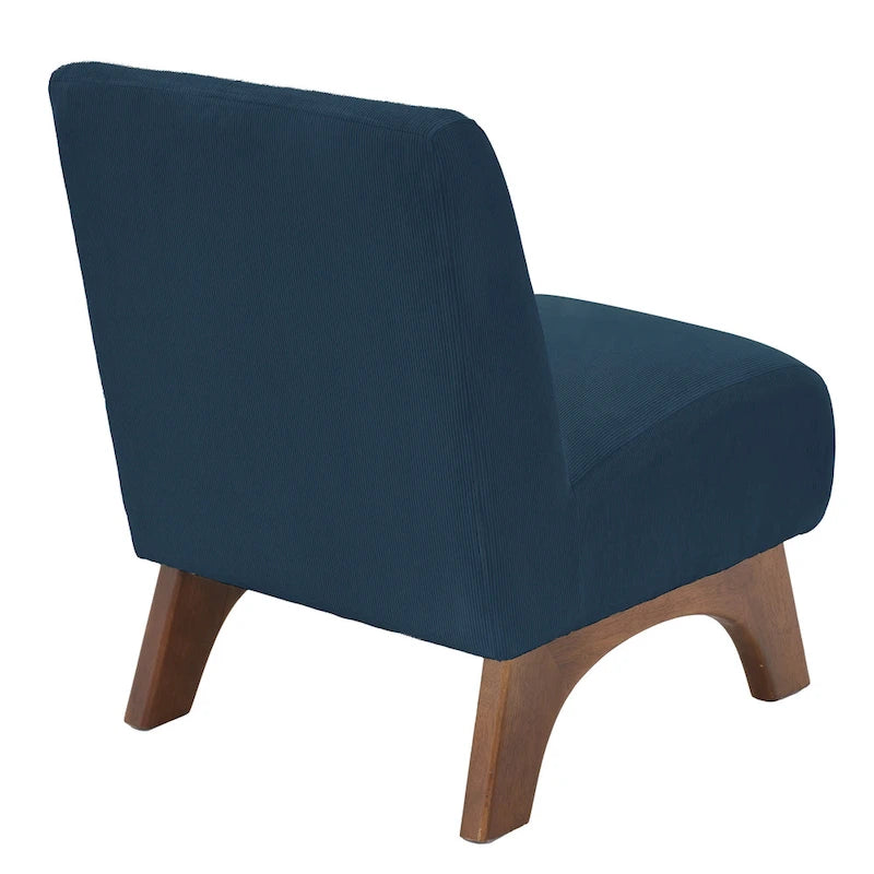 Corduroy Aremless Accent Chair with Solid Wood Legs & Padded Seat