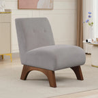 Corduroy Aremless Accent Chair with Solid Wood Legs & Padded Seat