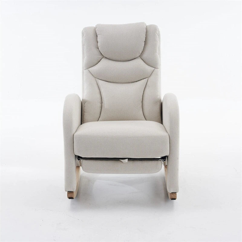 Ergonomic Fabric Nursery Rocking Chair With Adjustable Footrest