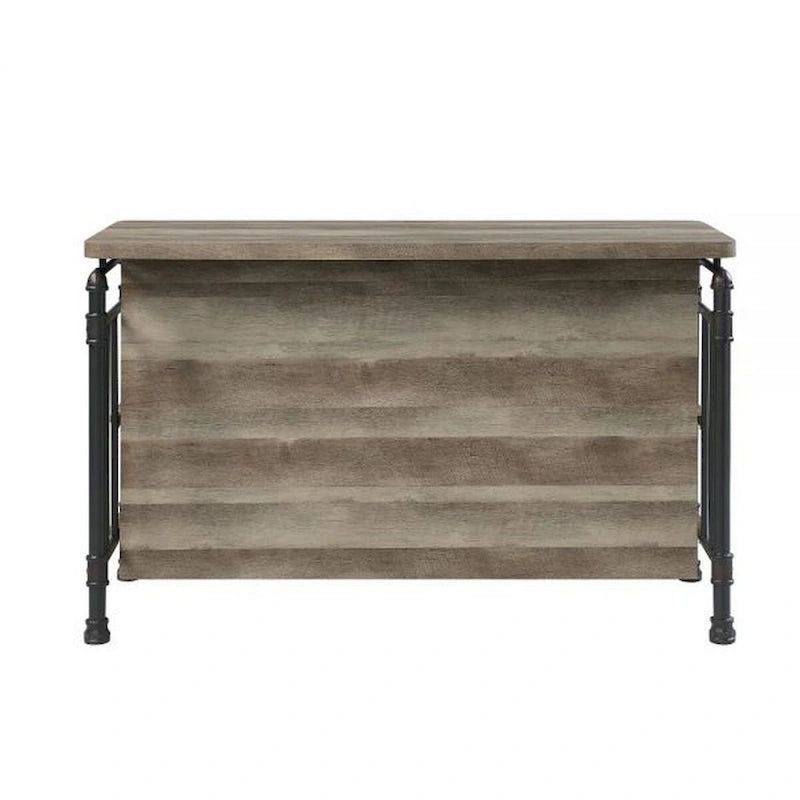 59 Inch Kitchen Island with 2 Shelves, Industrial Antique Oak Brown, Gray