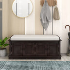 Storage Bench with 4 Doors and Adjustable Shelves, Shoe Bench with Removable Cushion