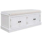 Storage Bench with 4 Doors and Adjustable Shelves, Shoe Bench with Removable Cushion