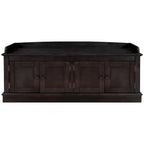 Storage Bench with 4 Doors and Adjustable Shelves, Shoe Bench with Removable Cushion