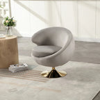 HOMEFUN Velvet 360 Degree Swivel Left Cuddle Barrel Accent Chairs