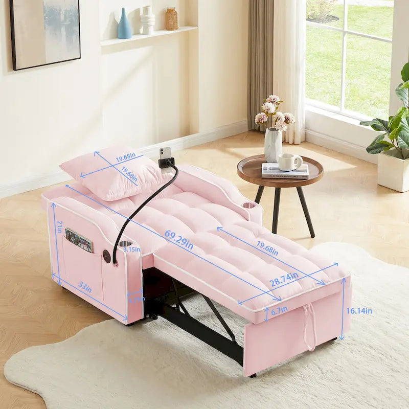 Convertible Sleeper Chair Sofa Bed Adjustable